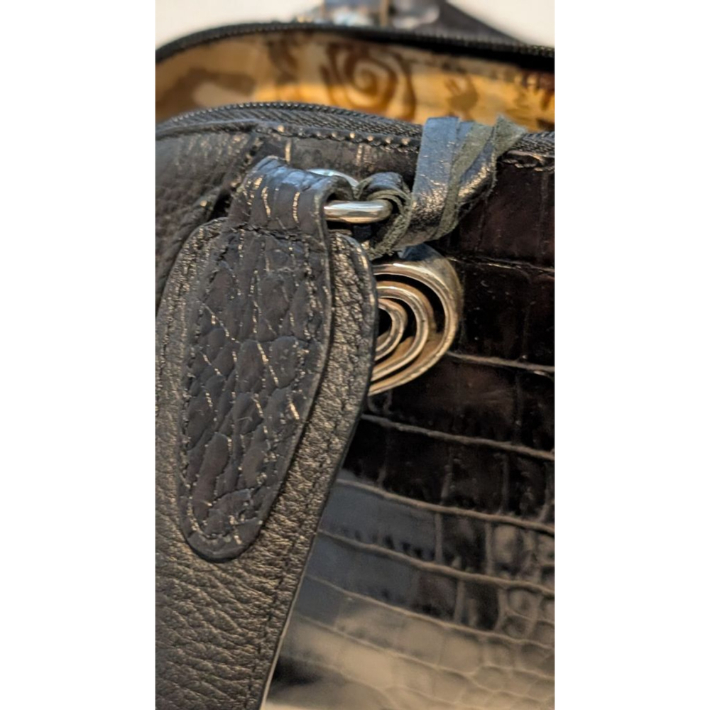 Women's Brighton Black Croc Embossed Satchel One Size - Picture 2 of 14